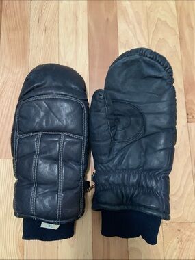 Conroy Men’s Dark Blue Leather Mittens size XL